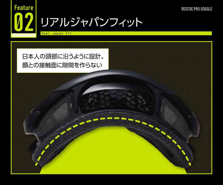 レスキュープロゴーグル リアルジャパンフィットで日本人の顔に最適