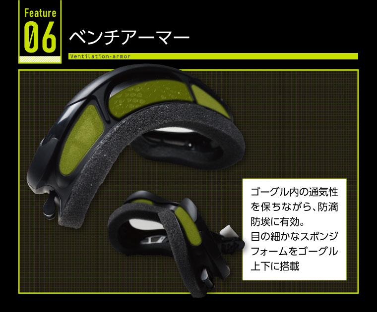 レスキュープロゴーグル ベンチレーションでレンズ内の通気性を保つ